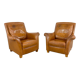 Ensemble de deux fauteuils vintage en cuir de cognac Amsterdam
