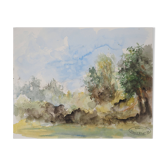 Gilbert Pastor : Forêt de printemps, aquarelle originale signée
