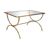 Table basse bronze et verre, années 60