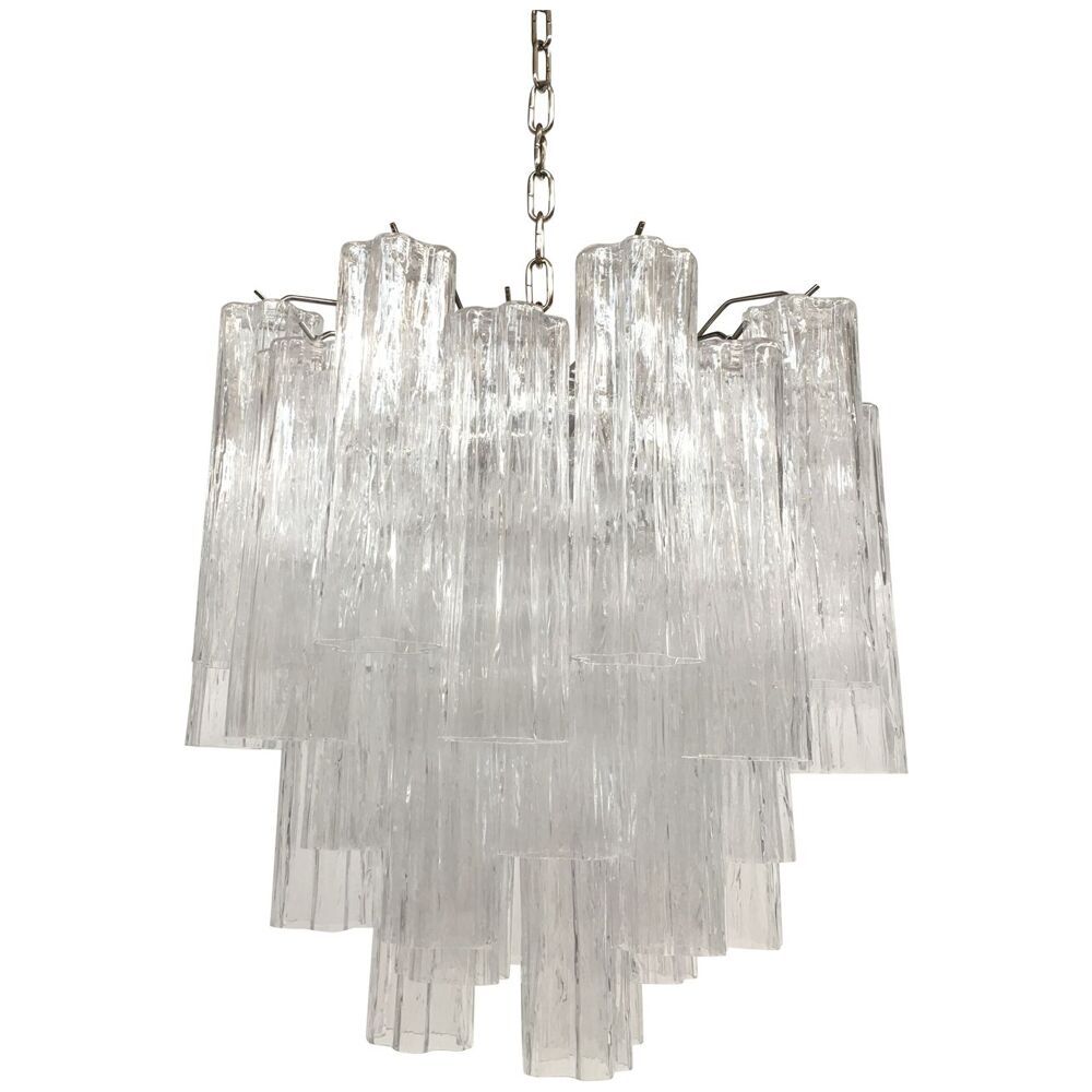 Clear “tronchi” murano glass chandelier d50