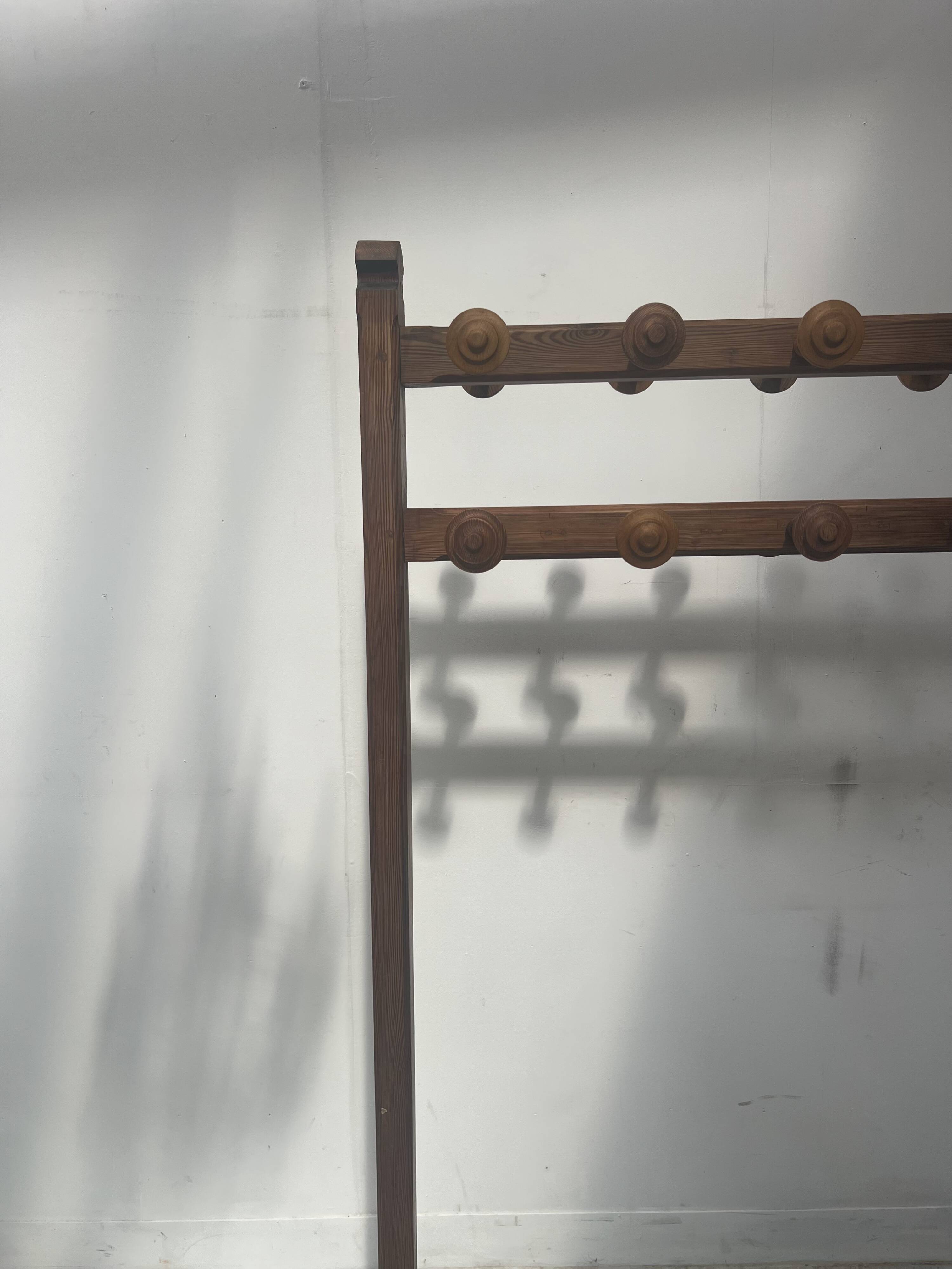 20th century solid fir hotel coat rack