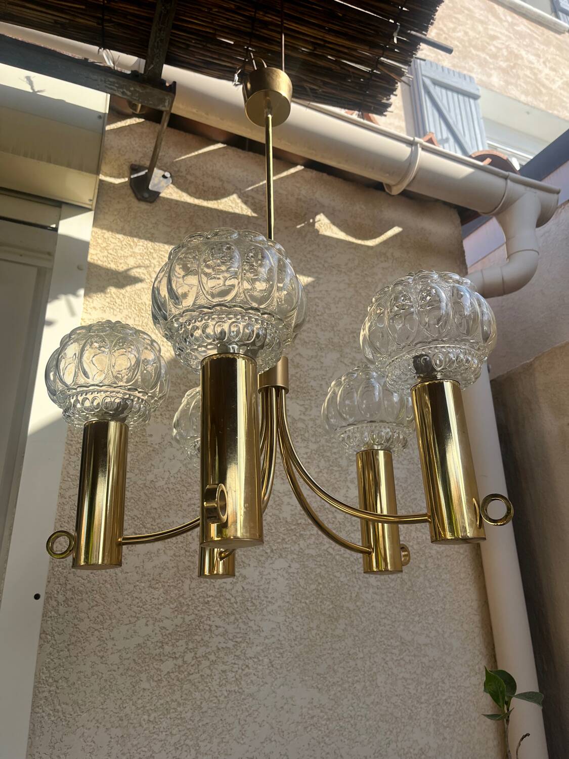 70s Space Age style gold chandelier