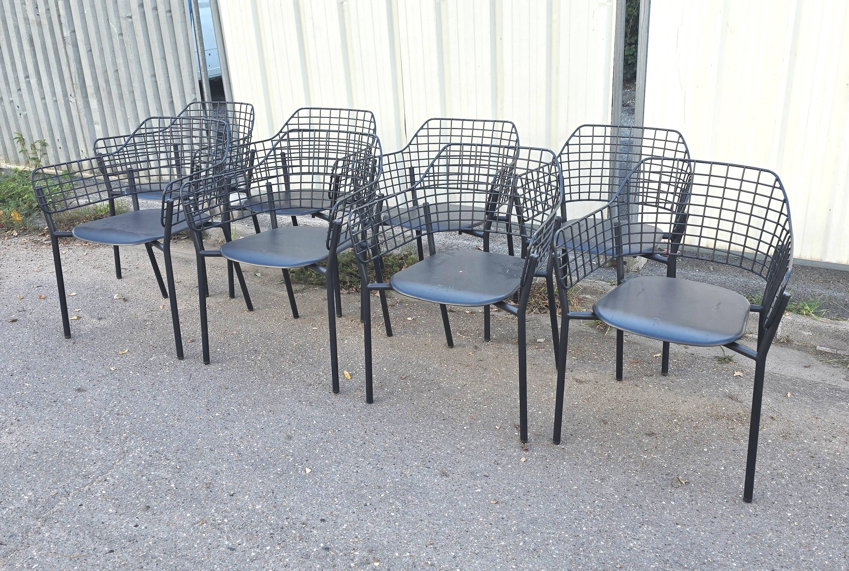 Set of 8 lyze chairs, emu