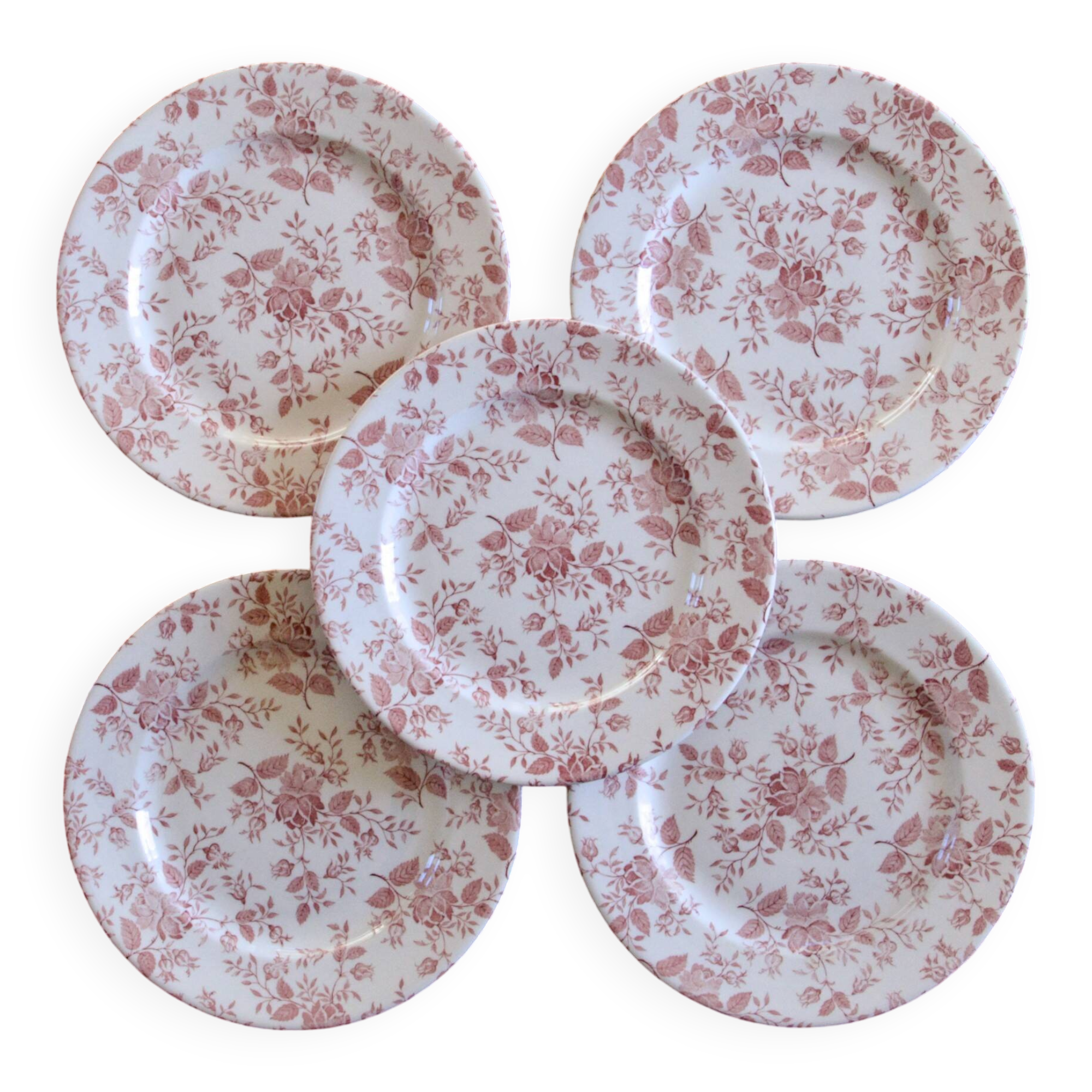 Large EIT England plates decorated with small roses