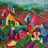 Framed painting of the Caribbean, early twenty-first century