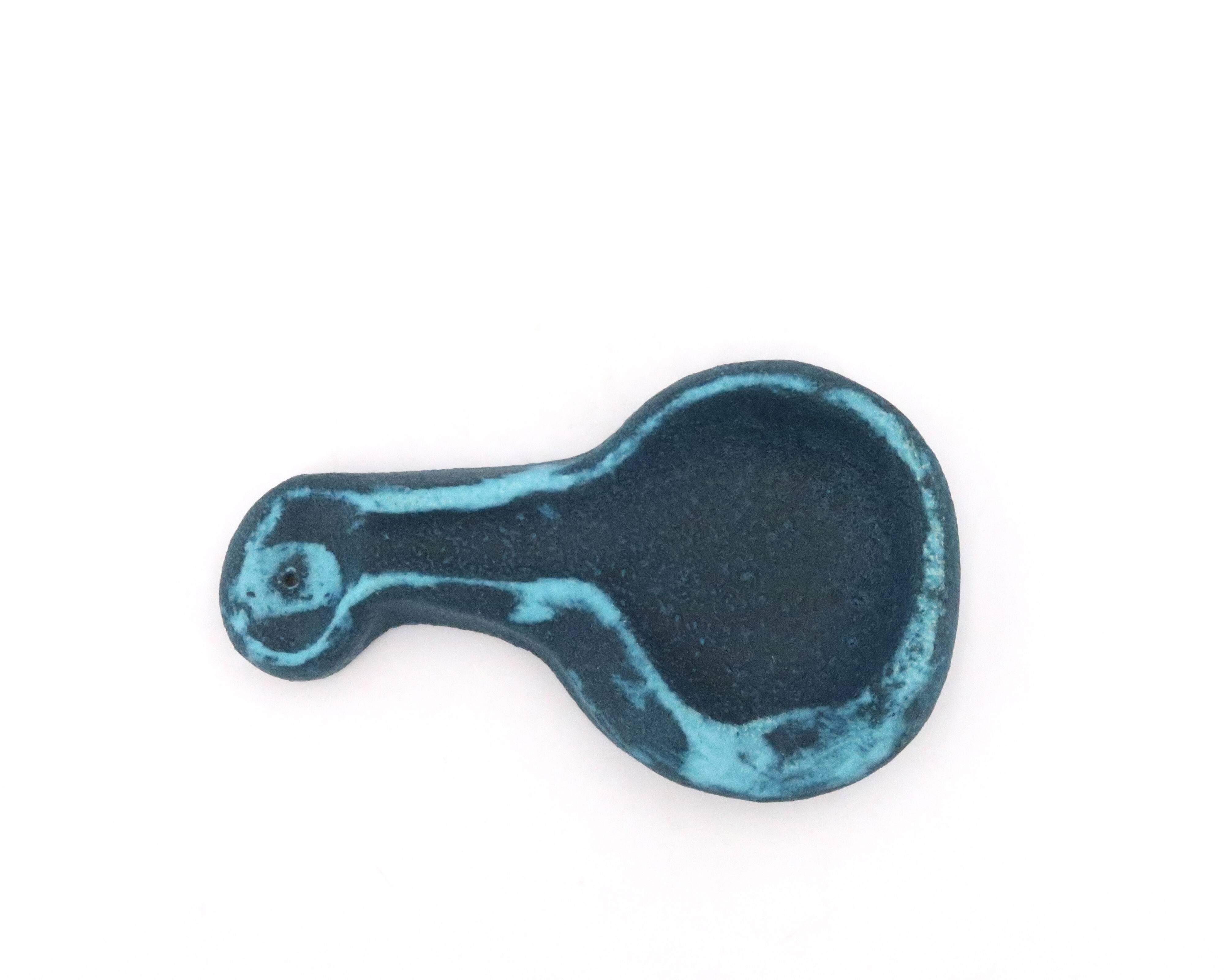 Accolay blue ceramic free-form ashtray, 1960s