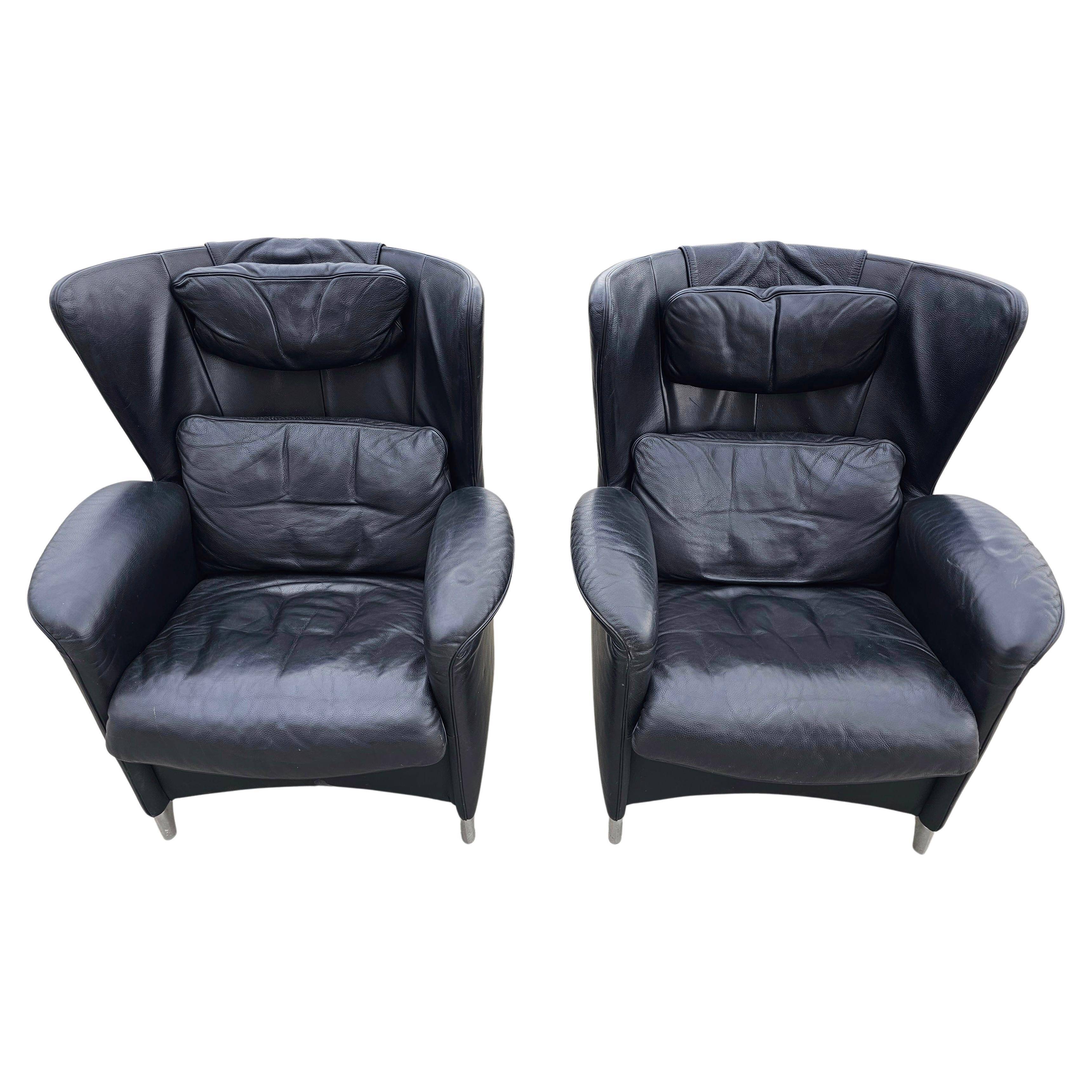 Pair of postmodern armchairs DS-23 by Franz-Josef Schulte for De Sede