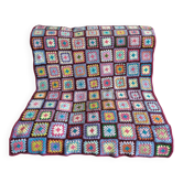 Plaid vintage crochet granny square multicoloured