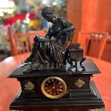 Old Napoleon III clock with bronze statuette
