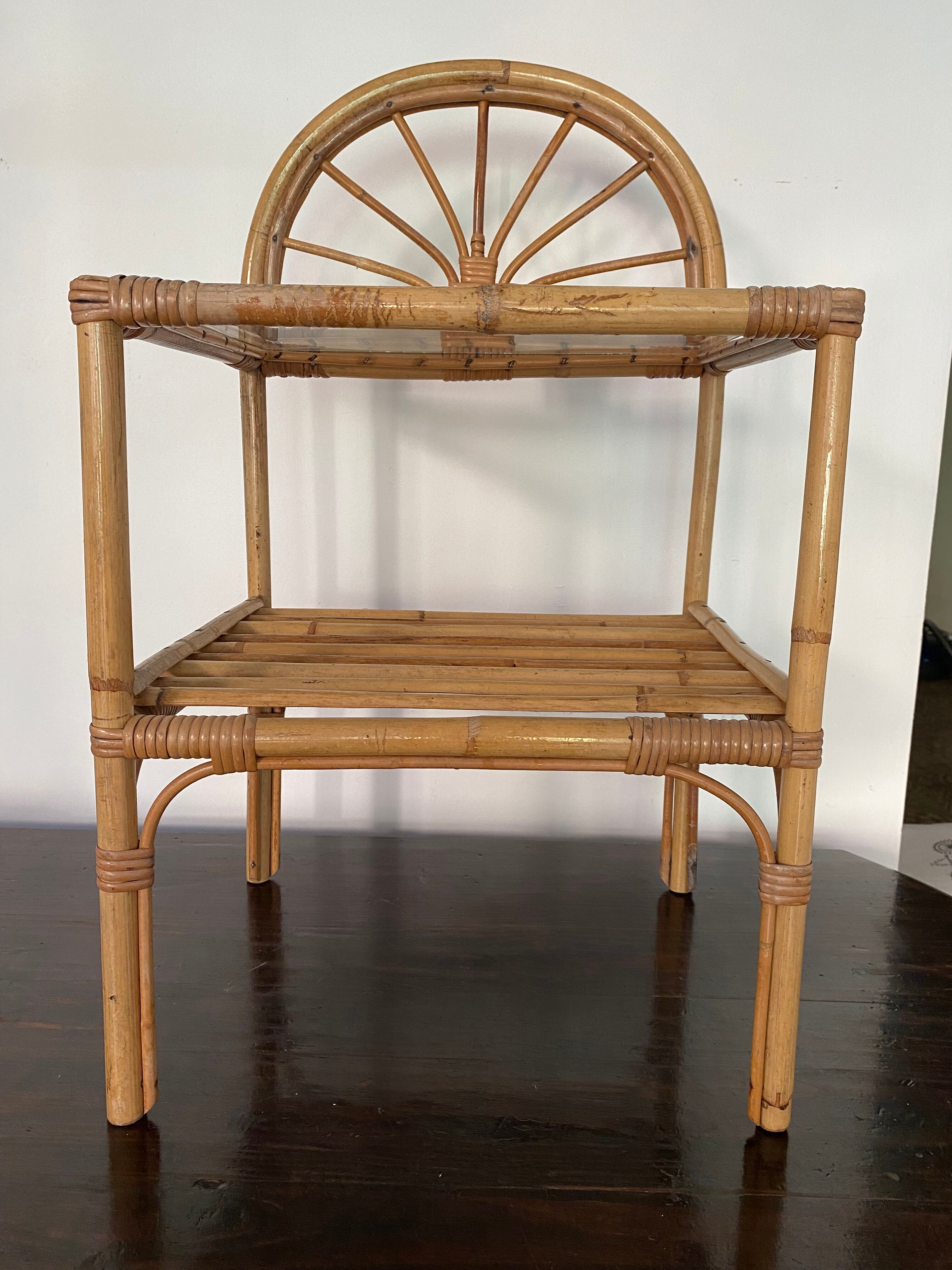 Boho vintage rattan side or bedside table