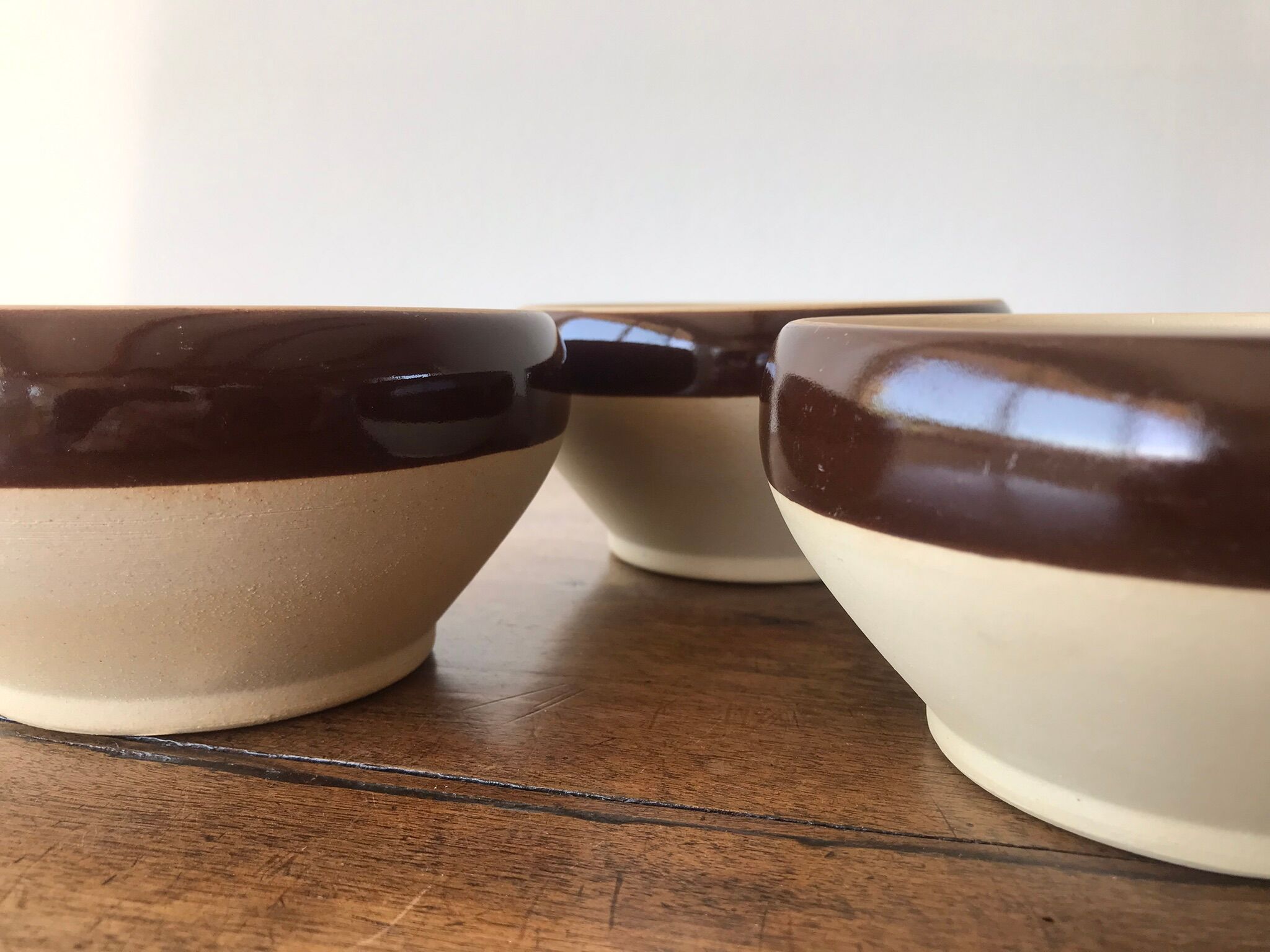 3 vintage Digoin stoneware bowls