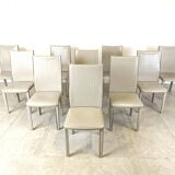 Set of 10 vintage leather dining chairs, 1980s