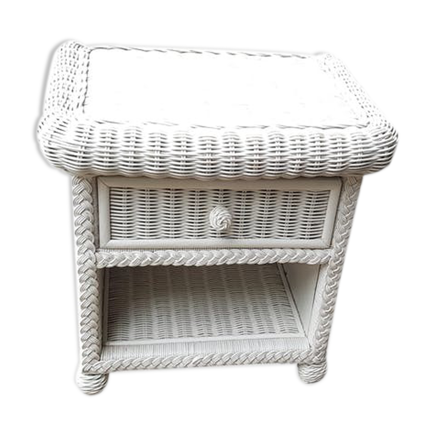 White rattan bedside