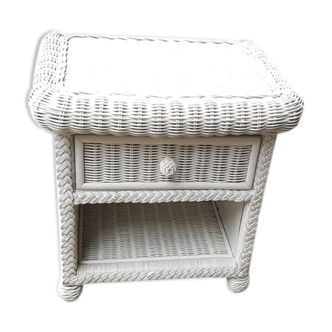 White rattan bedside