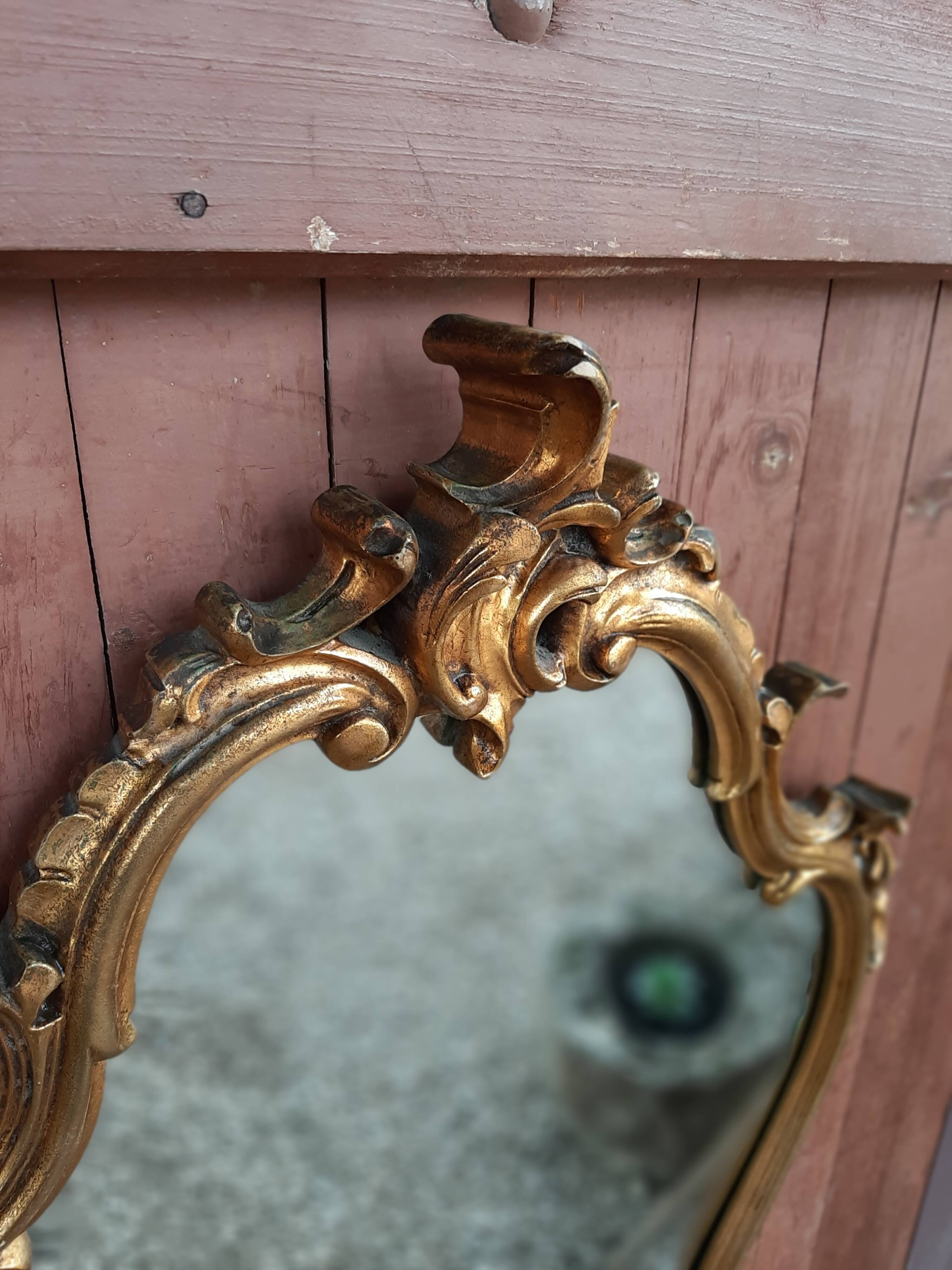 Miroir doré baroque style Louis XV biseauté