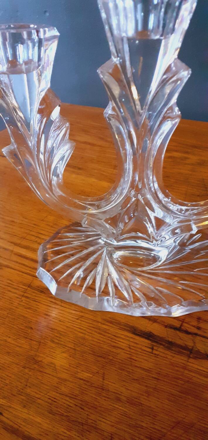 Vintage tripod candle holder from the 70s in molded glass