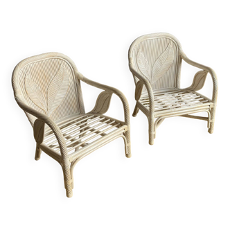 Duo de fauteuil de jardin rotin année 80