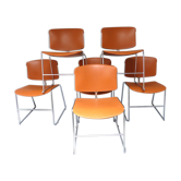 Lot de 6 chaises orange Max Stacker pour Steelcase des années 70