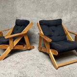 Pair of Scandinavian “Kon-tiki” armchairs by Gillis Lundgren for IKEA