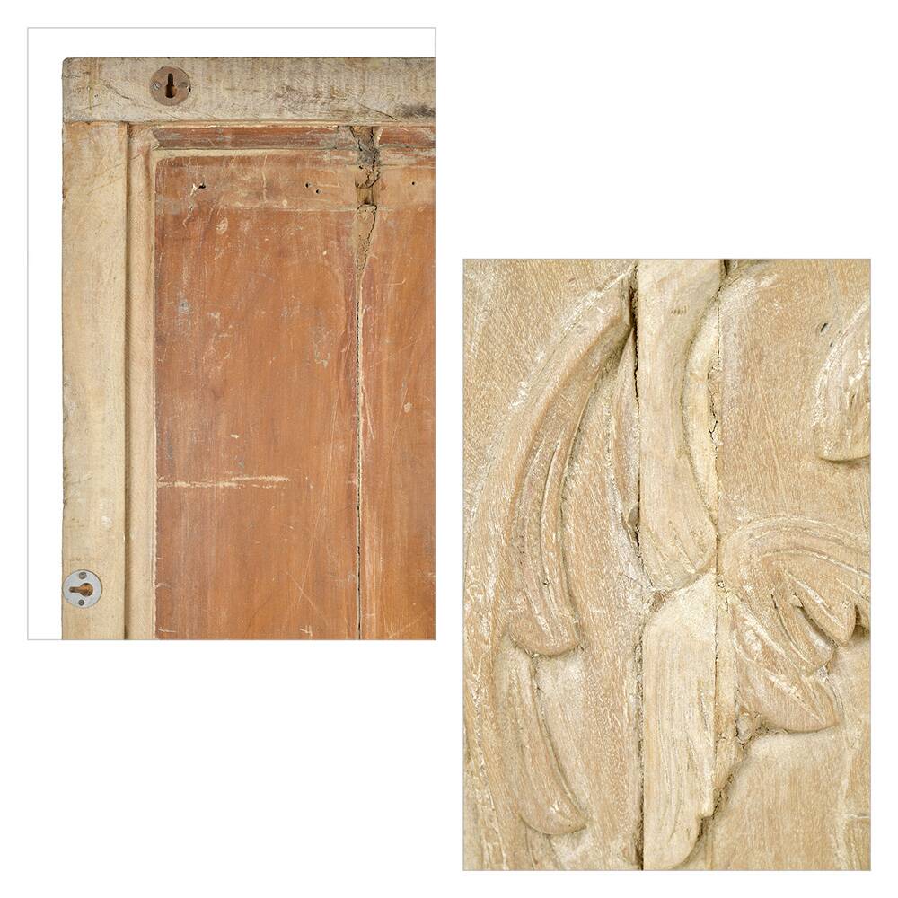 Indian carved wooden wall panel with floral decoration