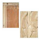 Indian carved wooden wall panel with floral decoration