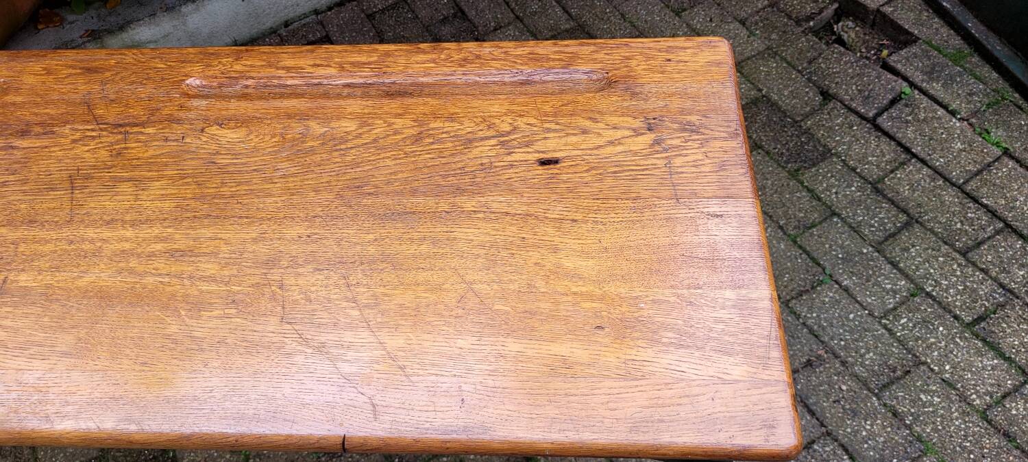 Table d'écolier vintage bois et métal