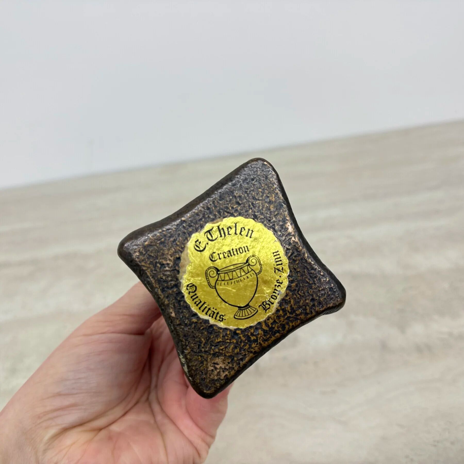 Brutalist bronze candle stick, 1970s