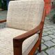 Senator armchair beige wool teak by Ole Wanscher for Cado