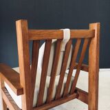 Brutalist Square Oak Lounge Chair, Belgium, 1950s