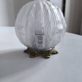 Art Deco ceiling light in frosted glass and bronze 1920