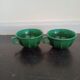 Pair of green ceramic cups K G Lunéville antique