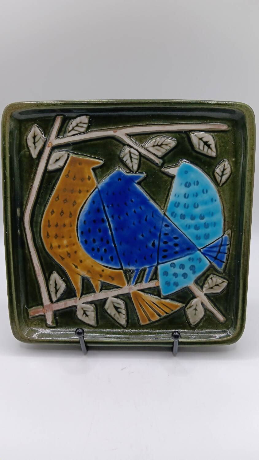 Enamelled plaque the 3 birds by Lisa Larson - Gustavsberg