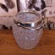 Seau à glace en verre coupé de style baril Français vintage, poignée décorative en métal 4506