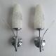 Pair of vintage tulip shaped globe chrome wall sconces