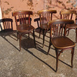 Set of 4 bistro chairs in curved wood Thonet