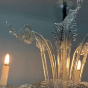 Venetian lustre in colourless Murano glass, circa 1950.