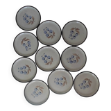 Vintage stoneware plates illustration of currants hand-painted