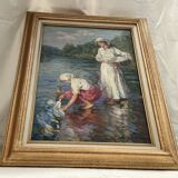 Oil painting on canvas signed dimensions: height -63cm-width -49cm-