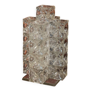 Sculptural lamp made of glass cubes by Albano Poli for Poliarte 1960s