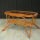 Rattan and glass coffee table
