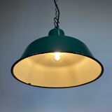 Industrial Green Enamel Pendant Lamp, 1960s