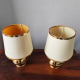 Pair of vintage 1970s Italian lamps in solid brass