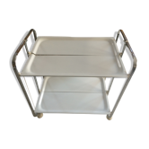 Table desserte à roulettes et à 2 étages blanche