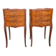 Pair of Louis XV style bedside tables with rosewood marquetry