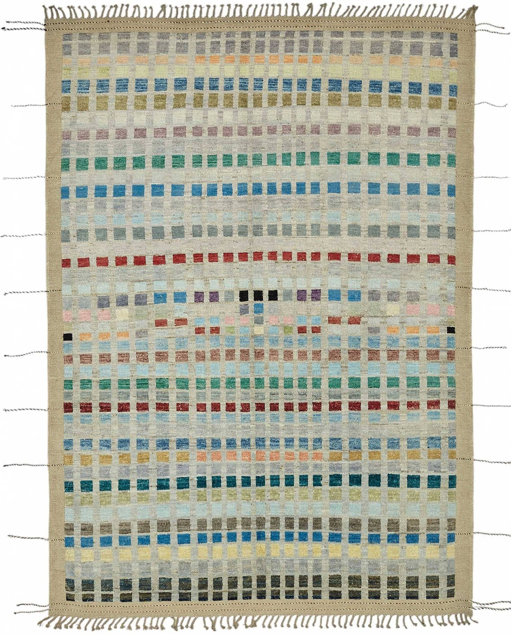 Handwoven Turkish Rustic 211 cm x 305 cm Multicolor Wool Carpet