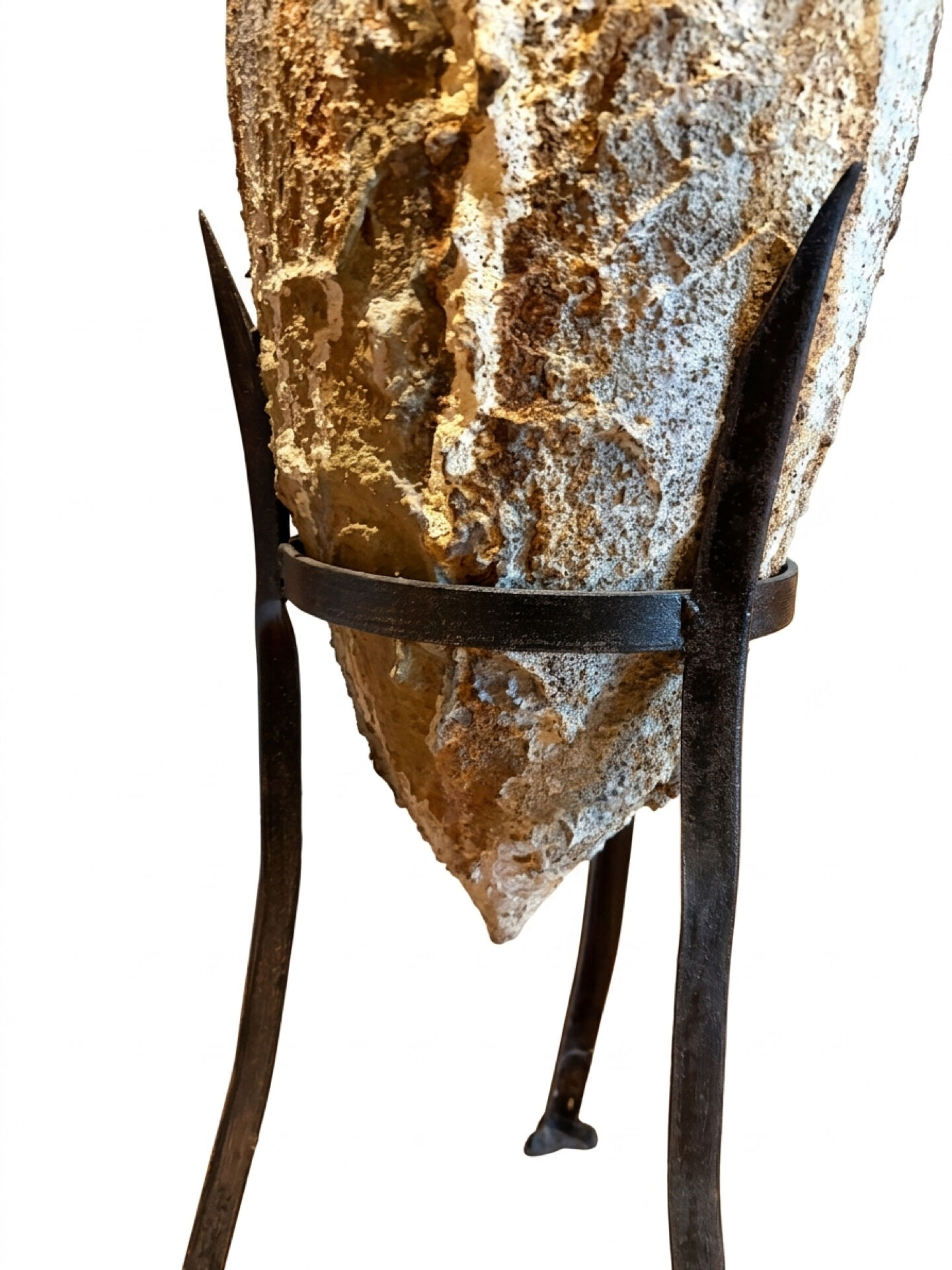 Genuine Roman amphora from marine excavation with its forged iron base.