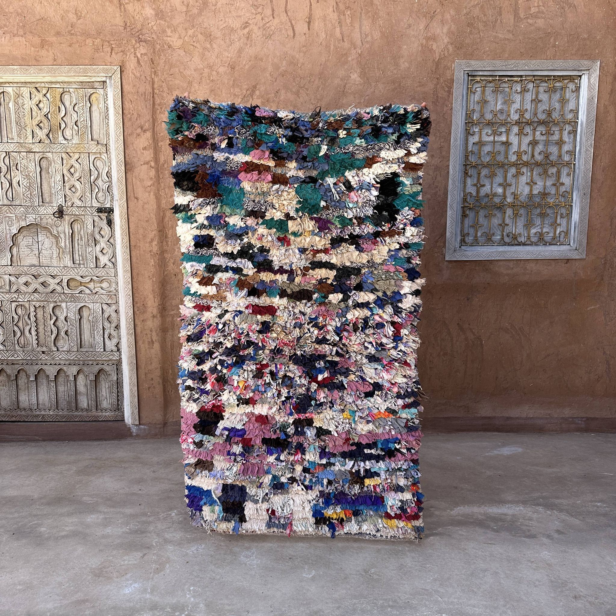 Tapis Marocain Boucherouite coloré - 89 x 162 cm