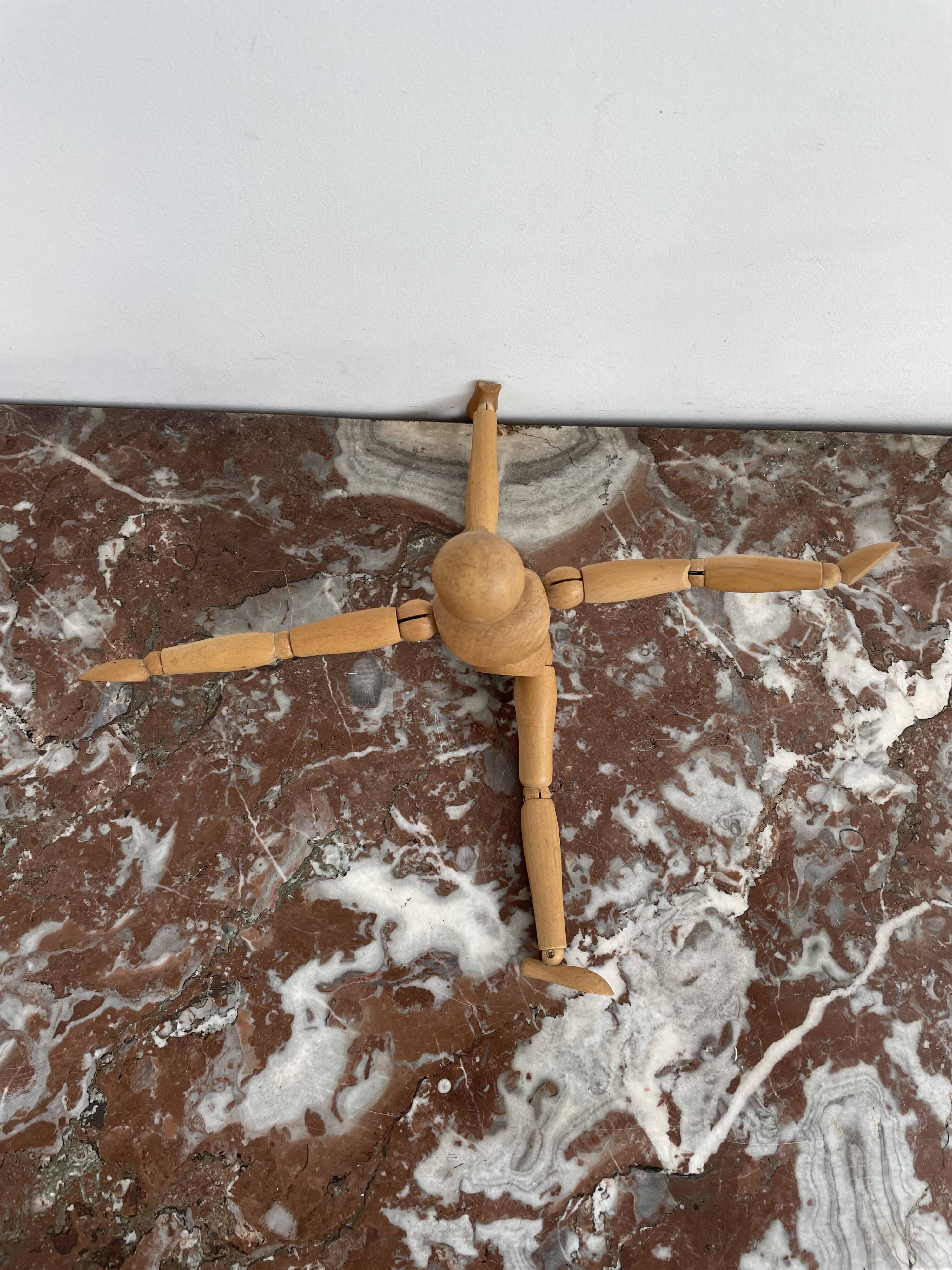 Articulated drawing puppet, wooden mannequin, drawing accessory, vintage French, window decor