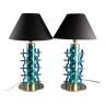Paire de lampes en verre Murano bleu, XXe siècle