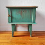 Patinated vintage bedside table